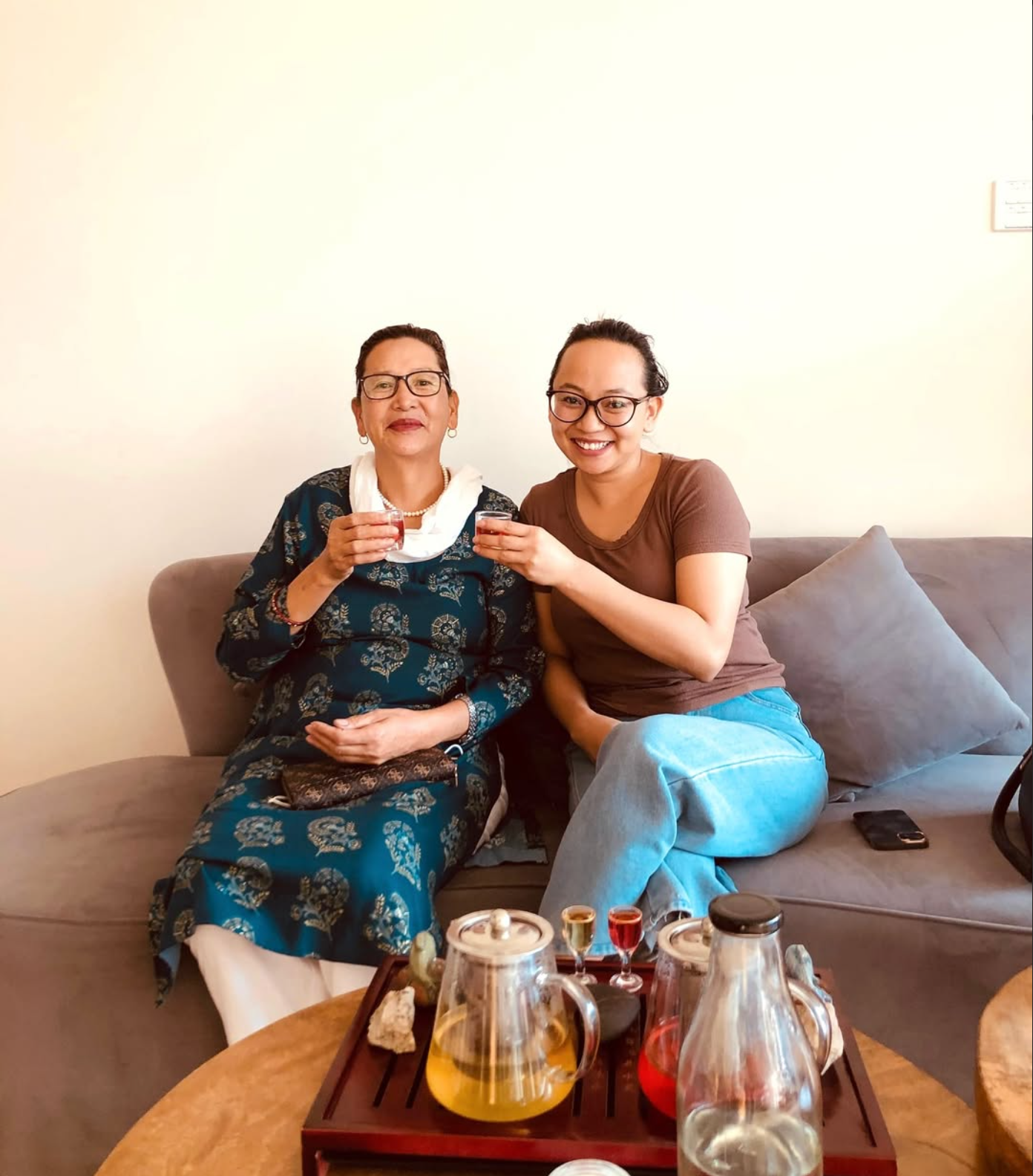 Two women sharing a toast